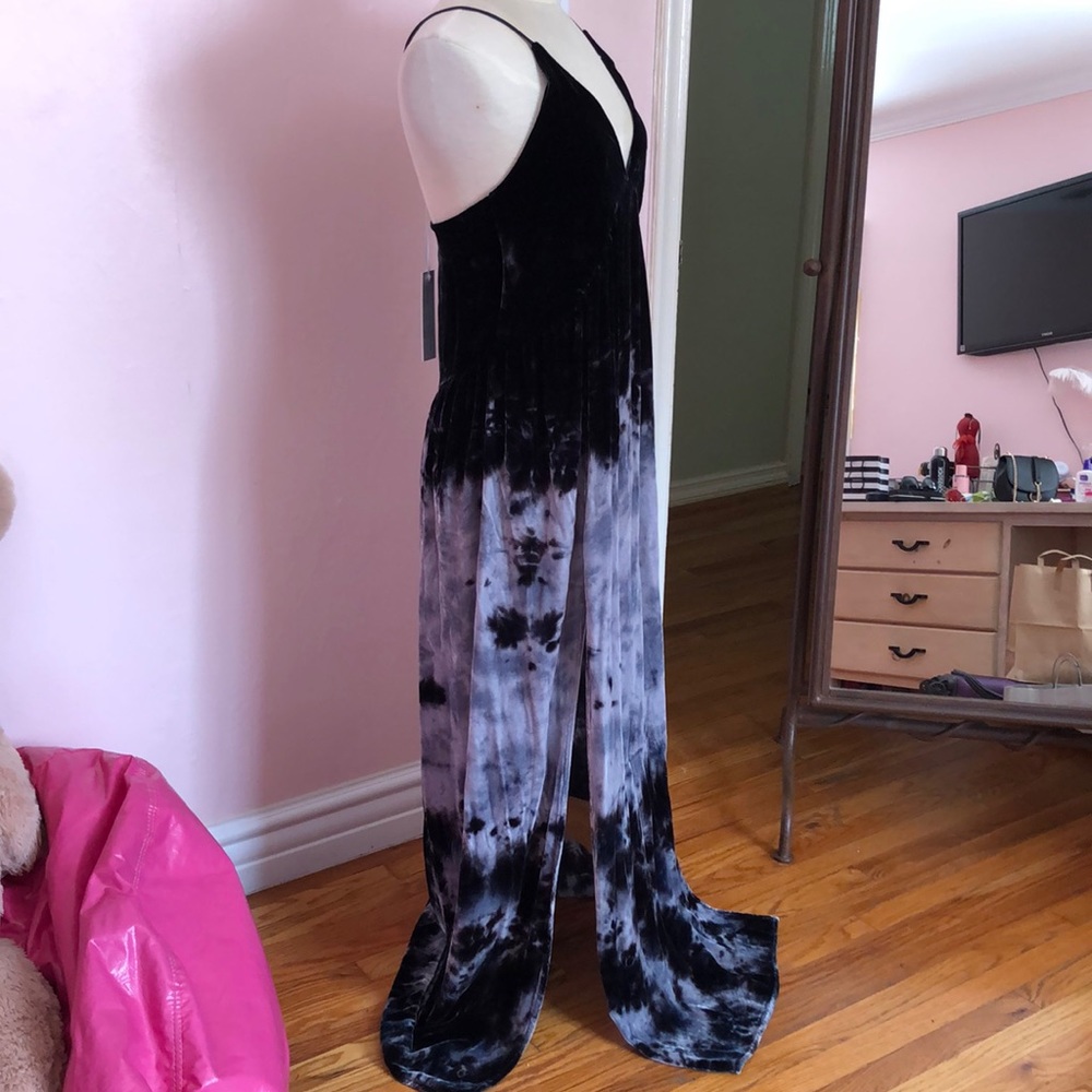 Velvet Black Jewel Wash Maxi Dress with 2 slits